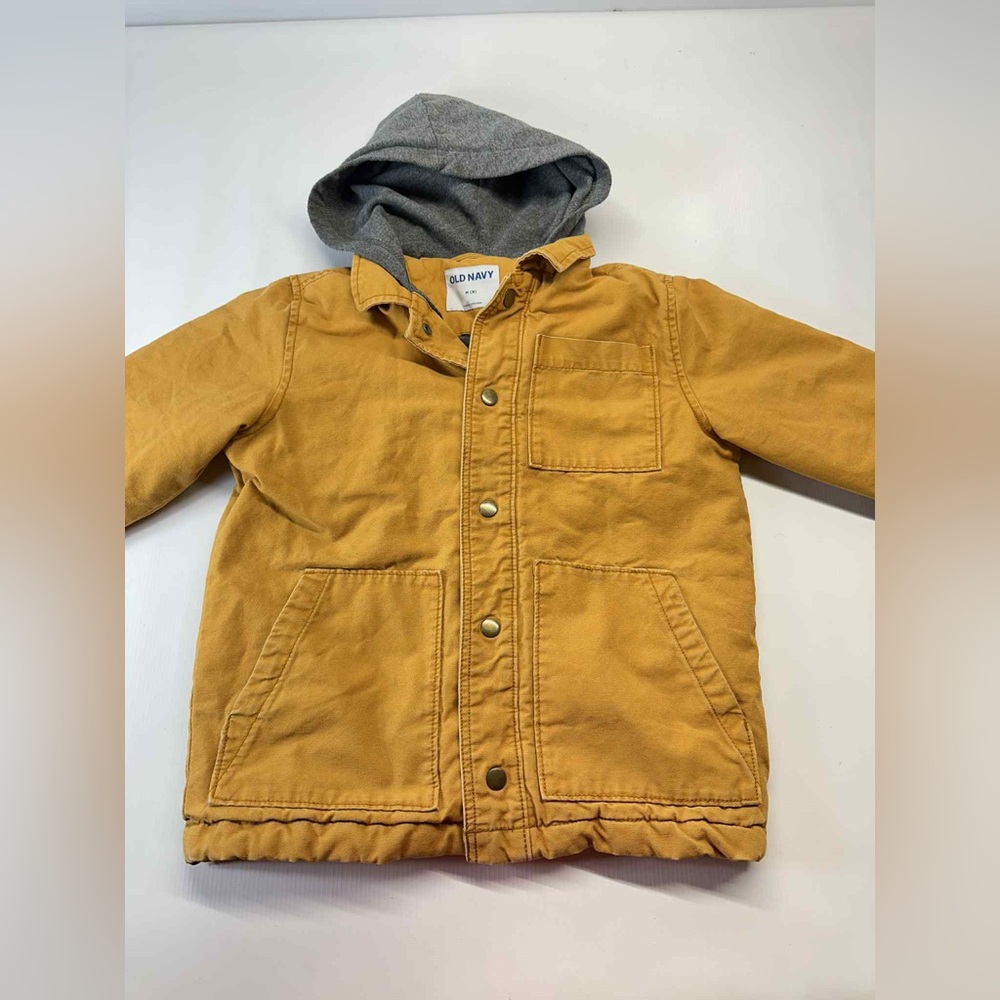 Old Navy Yellow and Gray Jean Jacket with Integrated Hood